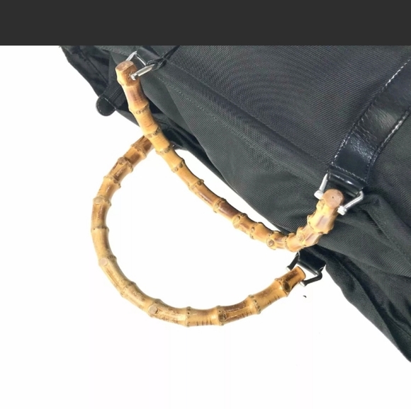 Gucci Bamboo Handled Black Nylon Tote - Picture 12 of 12